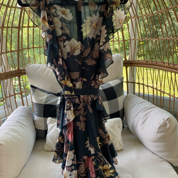 Jade green floral ruffled mini dress - Picture 6 of 6